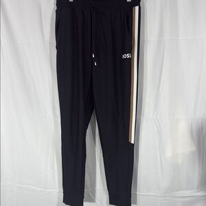 BOSS Mateo Berrettini Black Joggers with White and Tan Stripe Size Small